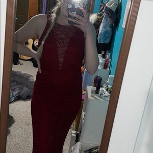 Long Red Mermaid Fit Dress